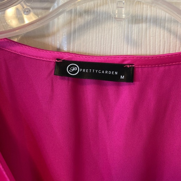 Pretty Garden Women's Pink Dress Size M Pleated Bow Cut Out Summer Party Beach - Picture 3 of 9